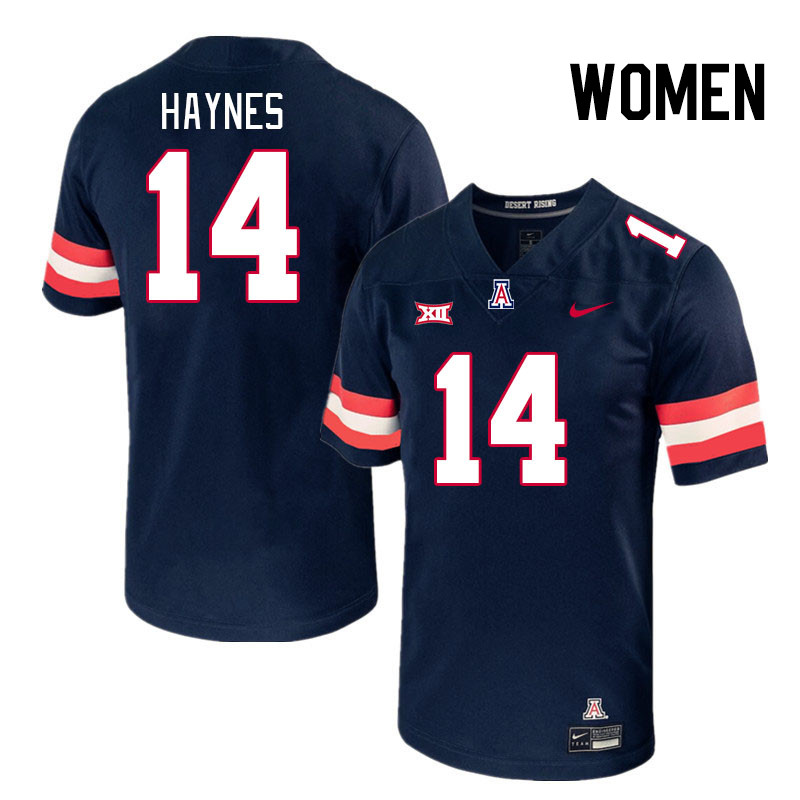 Women #14 Rex Haynes Arizona Wildcats Big 12 Conference College Football Jerseys Stitched-Navy